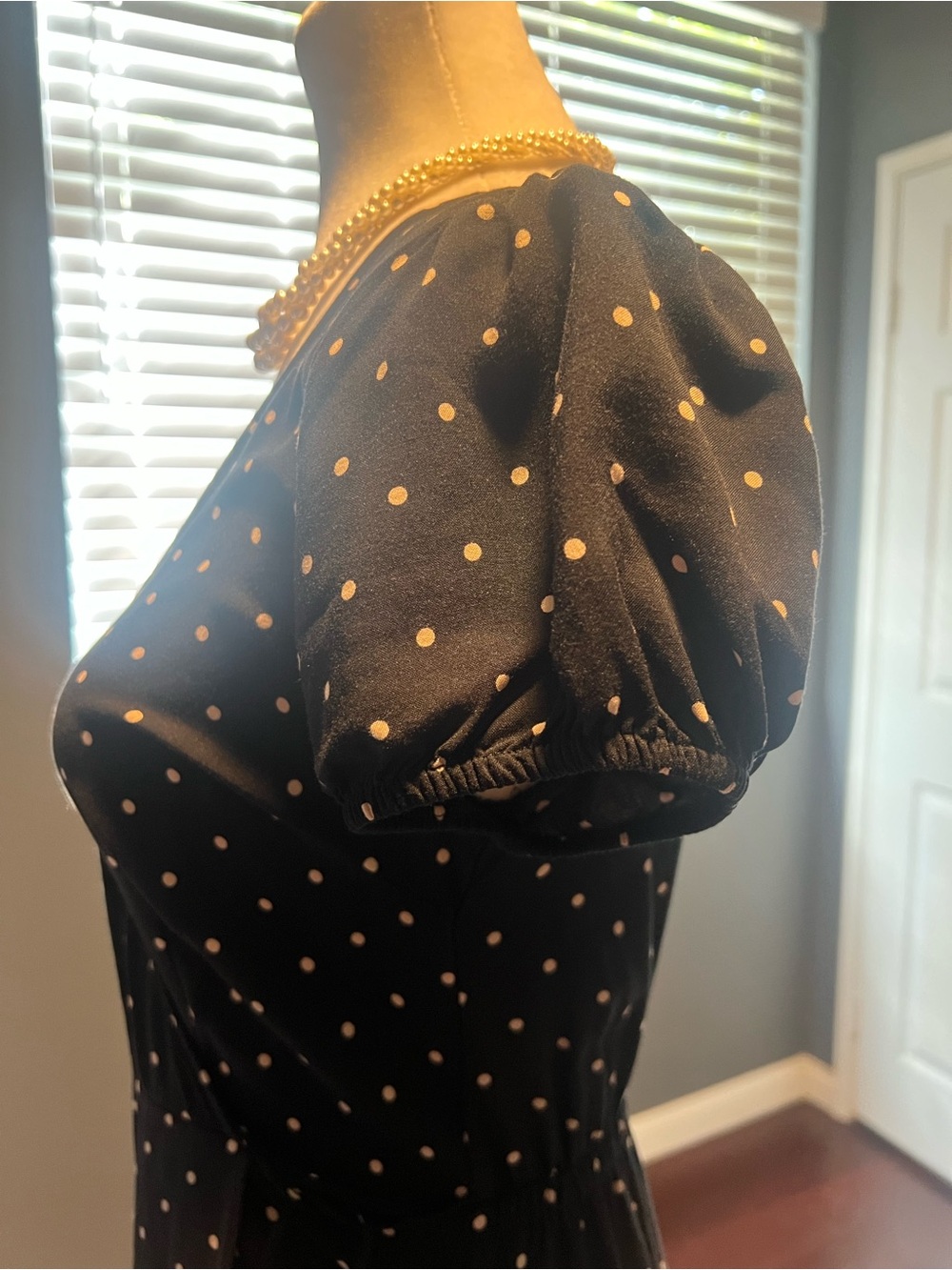 Express Black Polka Dot Midi Dress Mock Wrap Around Dress. Size XS - Picture 5 of 7